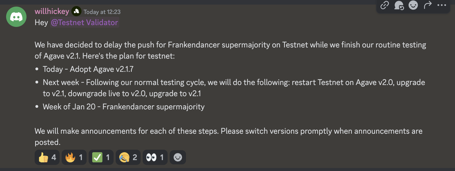 client testing schedule