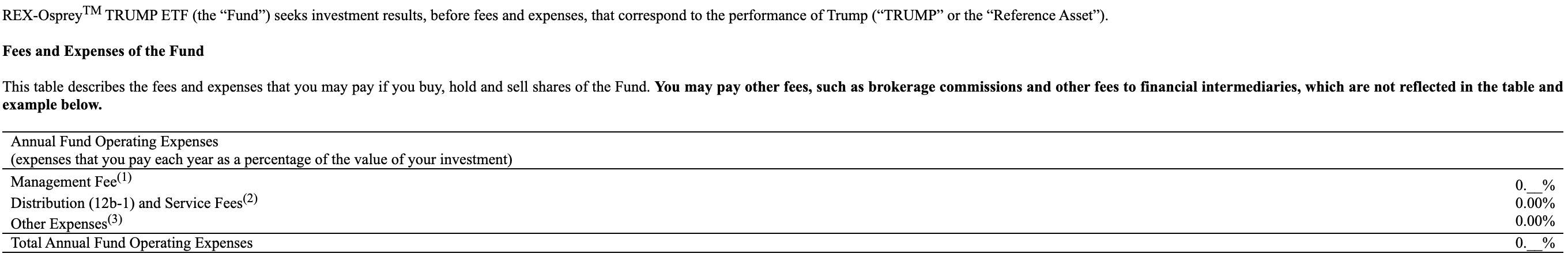 trump etf fees