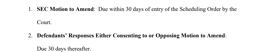 SEC amendment scheduling